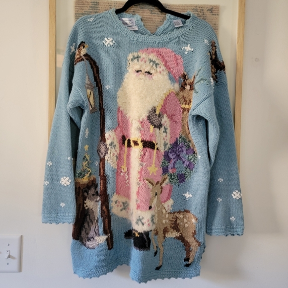 Vintage Sweaters - Vintage Ugly Santa Christmas Sweater Oversized Jumper